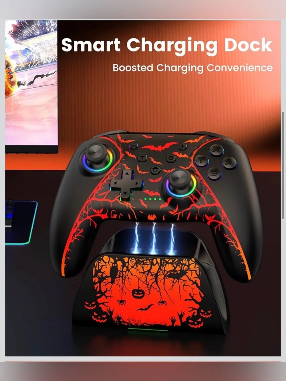 Halloween Wireless Switch Controller RGB Charging Dock NC3000 New in Box